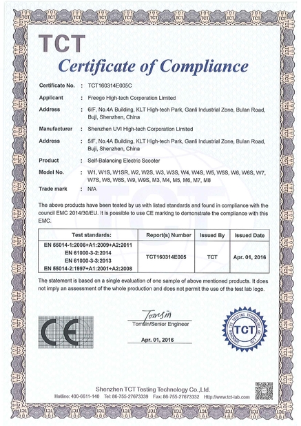 چین Freego High-Tech Corporation Limited Co., Ltd. گواهینامه ها