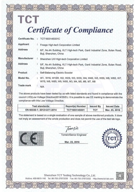 چین Freego High-Tech Corporation Limited Co., Ltd. گواهینامه ها