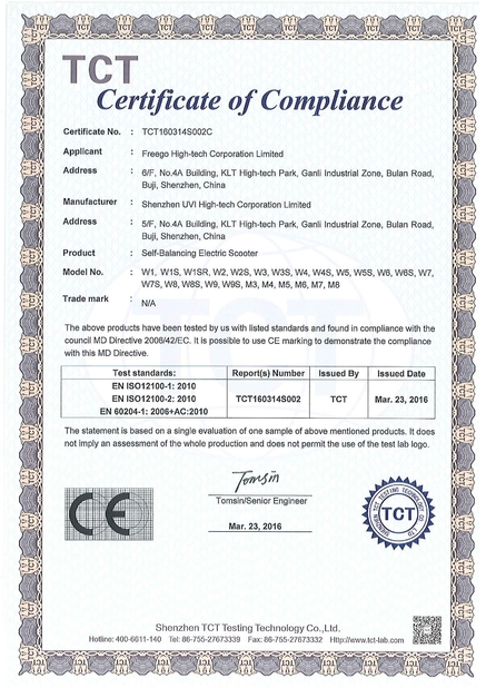 چین Freego High-Tech Corporation Limited Co., Ltd. گواهینامه ها